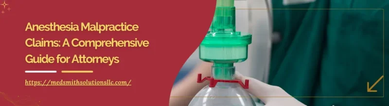 Close-up of a medical professional holding an anesthesia mask with text about anesthesia malpractice claims for attorneys.